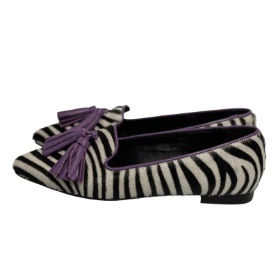 Ballerina Grazia cavallino Zebra profilo pelle viola