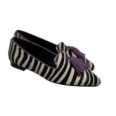 Ballerina Grazia cavallino Zebra profilo pelle viola