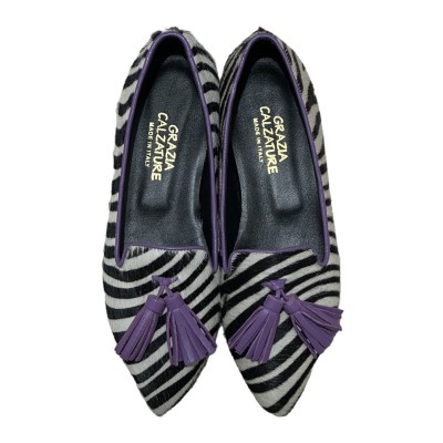 Ballerina Grazia cavallino Zebra profilo pelle viola