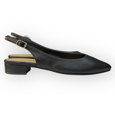 slingback Denny in pelle nero