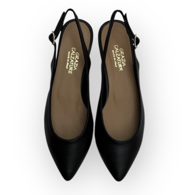 slingback Denny in pelle nero