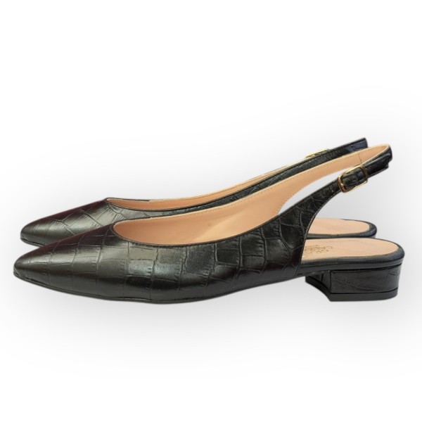 slingback Denny in pelle nero