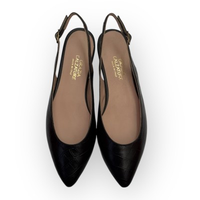 slingback Denny in pelle nero