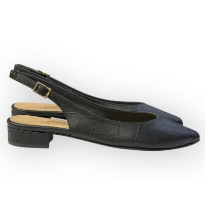 slingback Denny in pelle nero