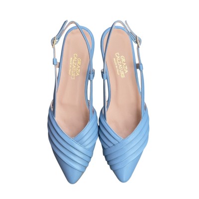 slingback Napoli in pelle azzurra