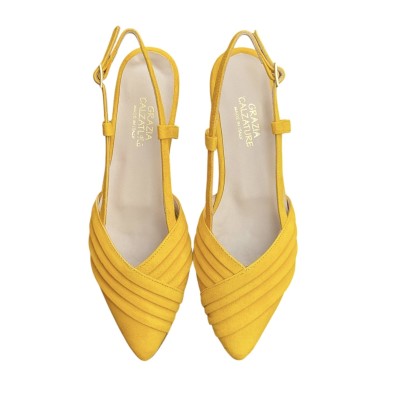 slingback Napoli in camoscio giallo