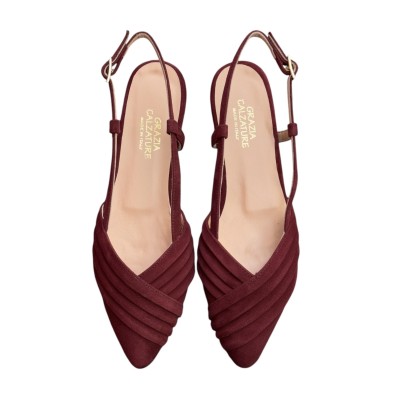 slingback Napoli in camoscio bordeaux