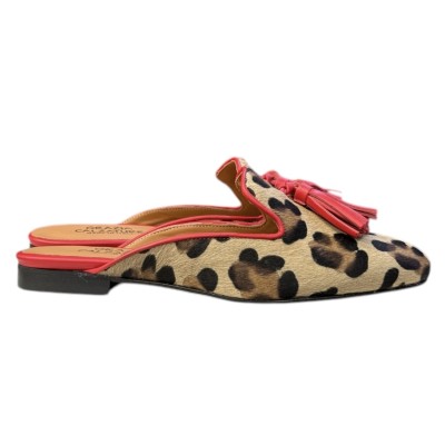 sabot Madrid in pelle animalier profilo rosso