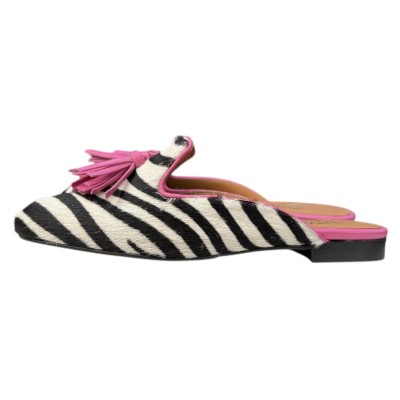 sabot Madrid in pelle animalier profilo fuxia