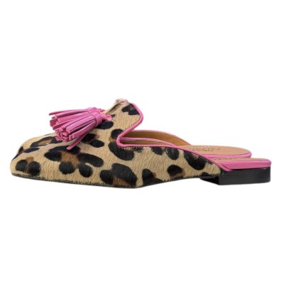 sabot Madrid in pelle animalier profilo rosa