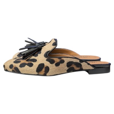 sabot Madrid in pelle animalier profilo nero