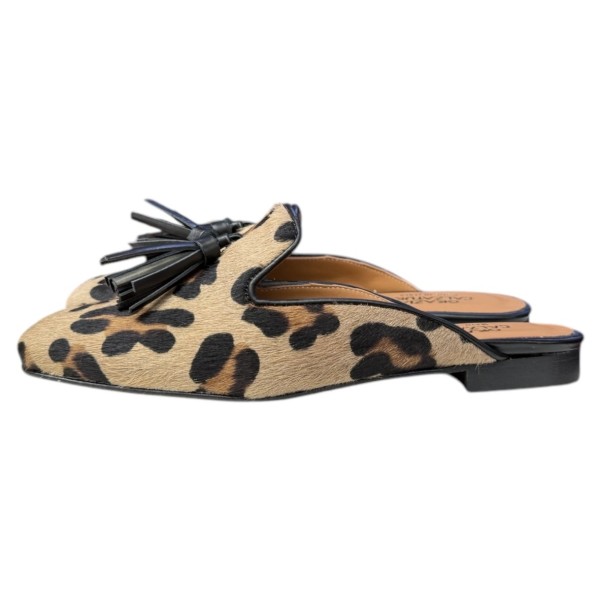 sabot Madrid in pelle animalier profilo nero