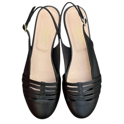 slingback Mina in pelle nera