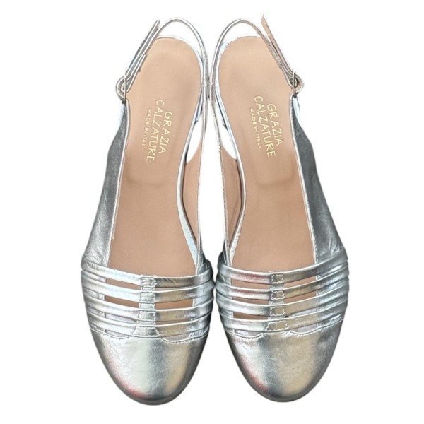 slingback Mina in pelle argento